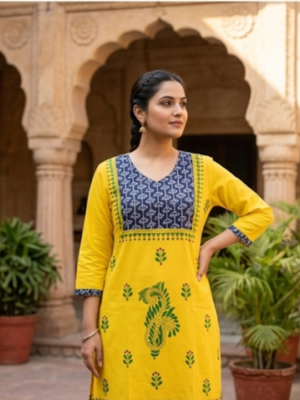 Sunlit Peacock Kurti