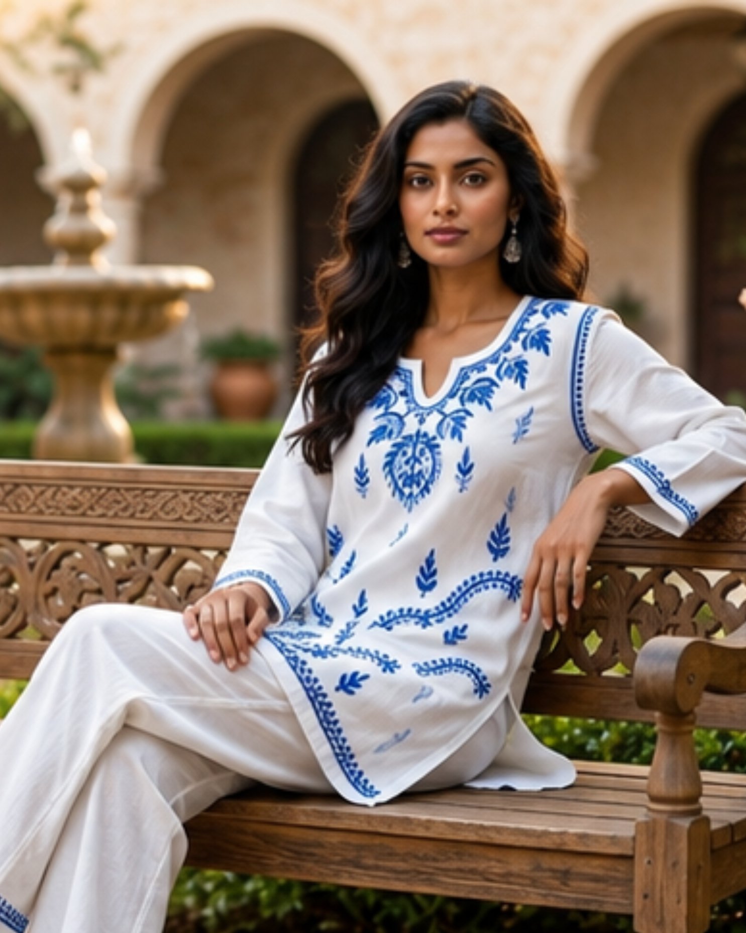 White embroidered kurta - Image 3