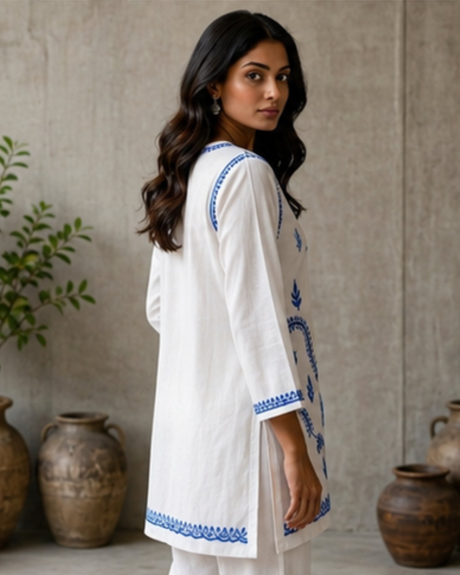 White embroidered kurta - Image 4
