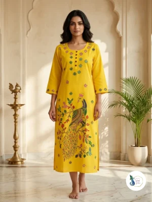 Mayura Sunshine – Pure Cotton Kantha Handwork Kurti