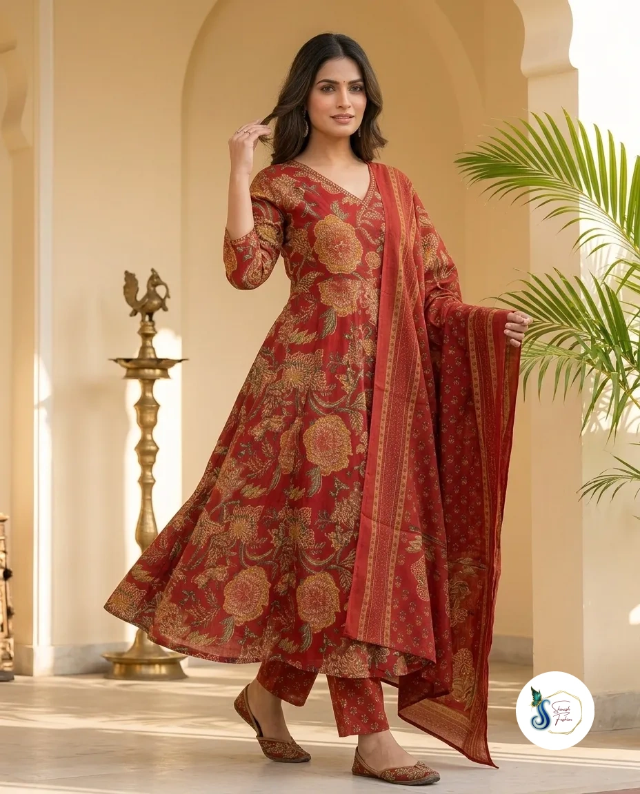 Cotton Anarkali Suit – Sizes 38 to 44 - Image 3