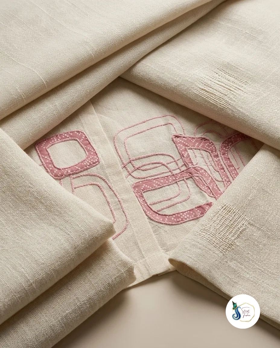 Khadi Cord Set with Pink Patch Work - Image 4