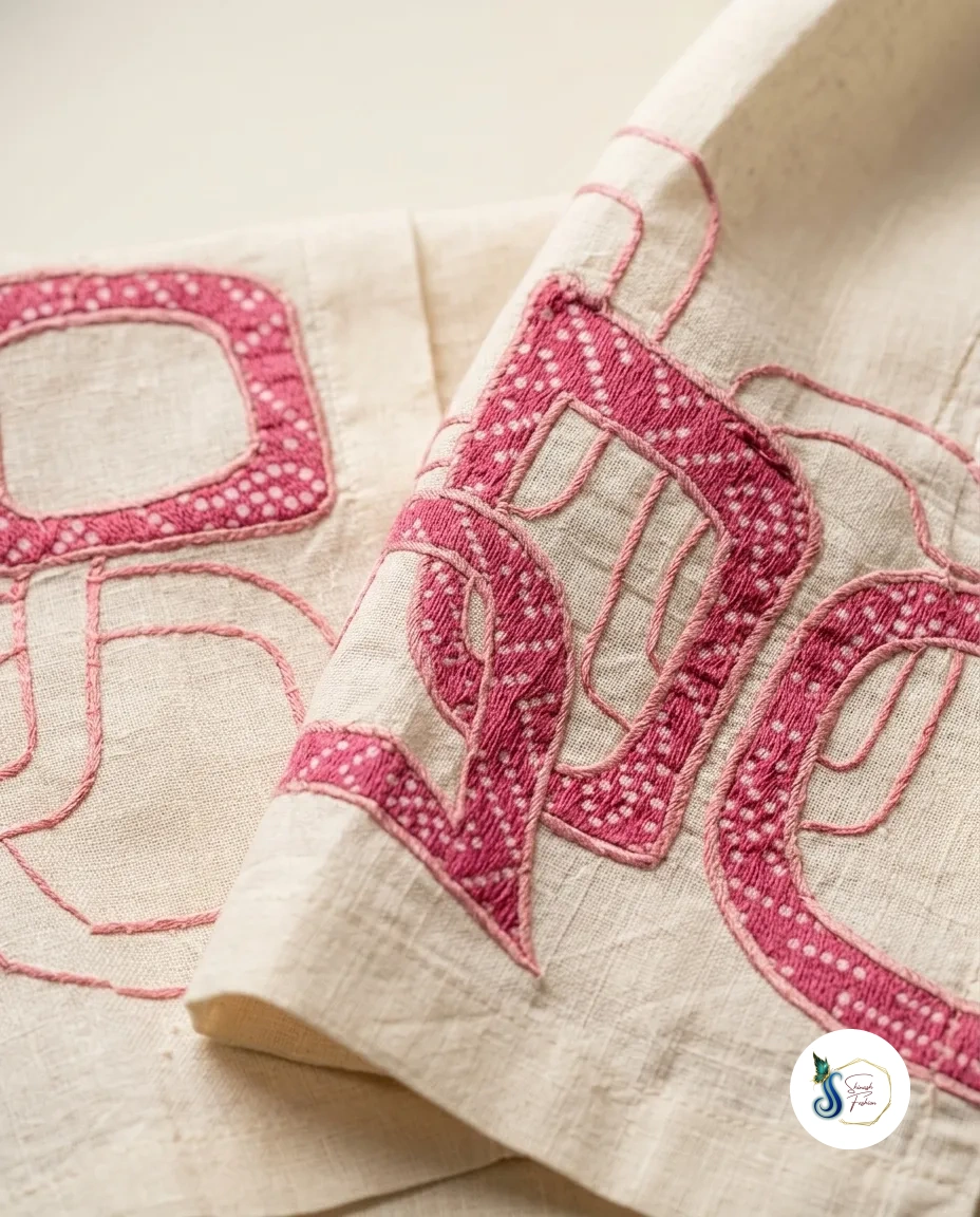 Khadi Cord Set with Pink Patch Work - Image 2