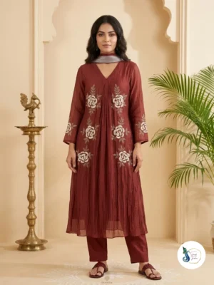 Malchandari Suit with Beads & Cutdana Handwork