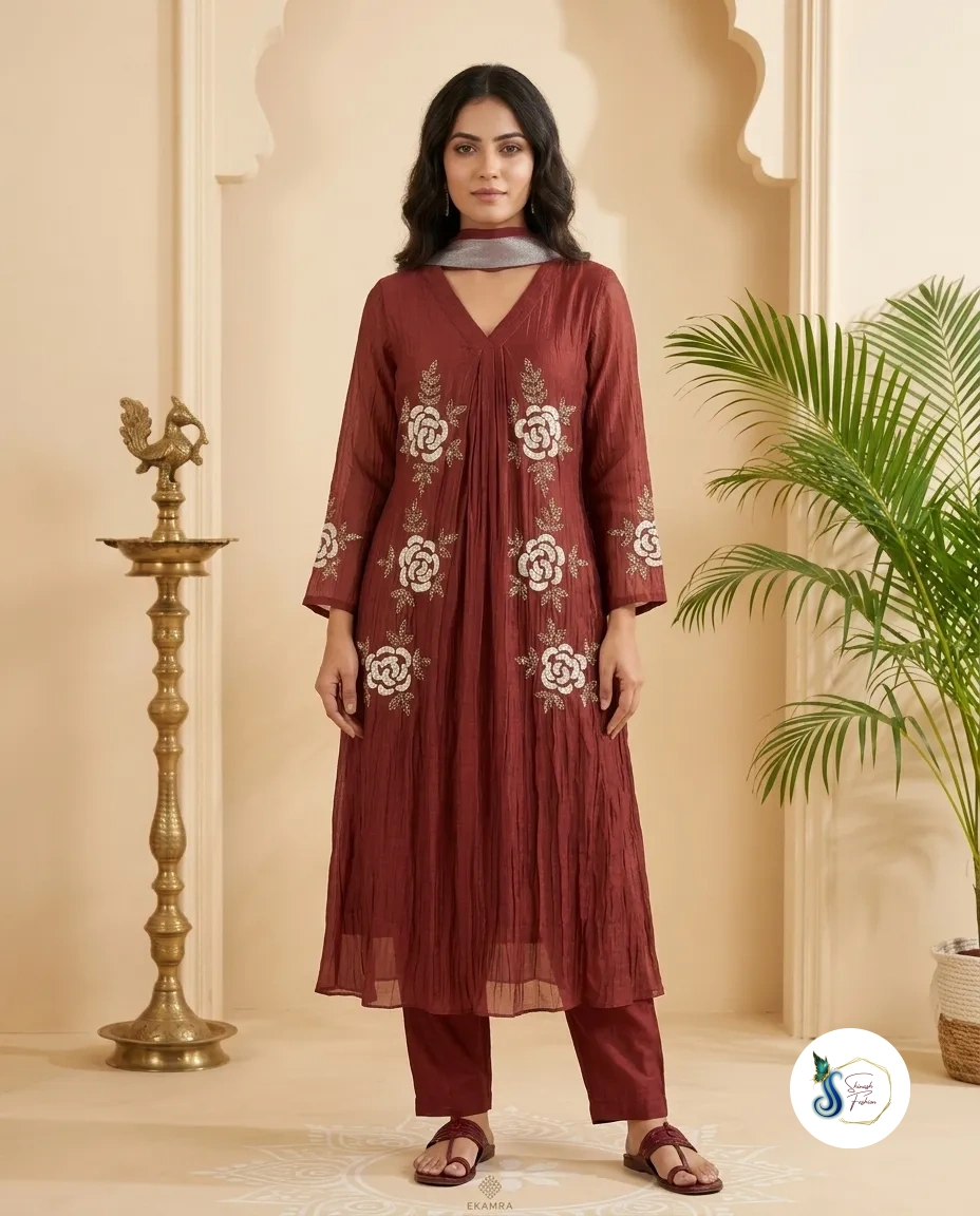 Malchandari Suit with Beads & Cutdana Handwork