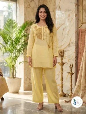 Pastel Yellow Malchanderi Cord Set
