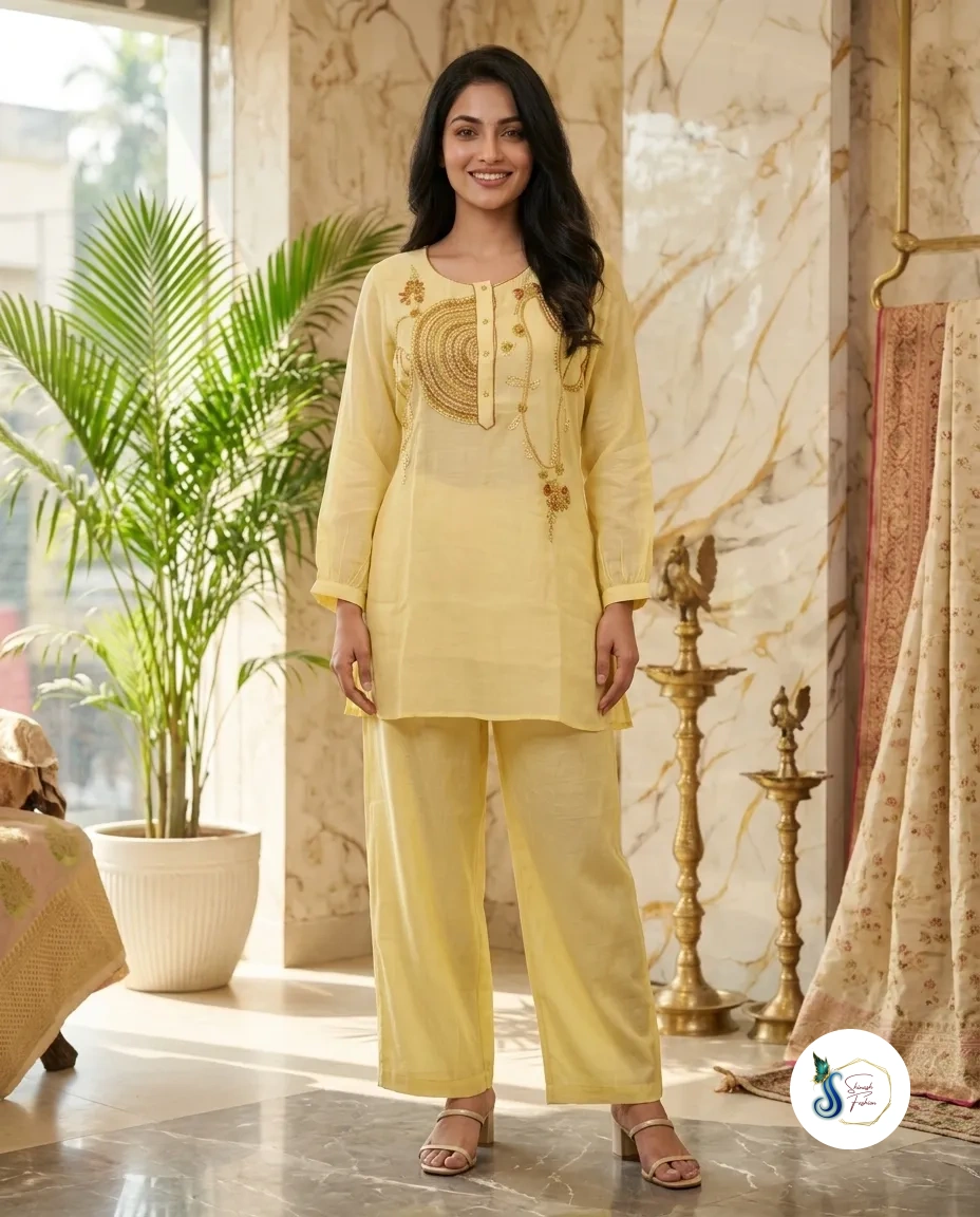 Pastel Yellow Malchanderi Cord Set