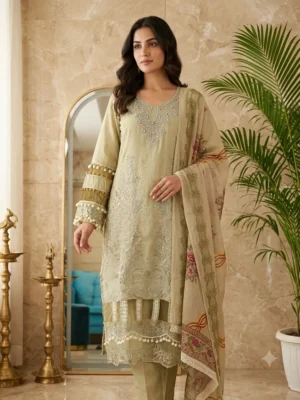Pista Green Pakistani Concept Pure Cotton Suit