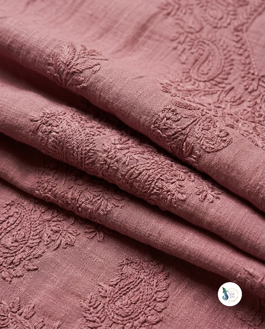 Pure Chanderi Lucknow Chikankari Two Piece Set - Image 2