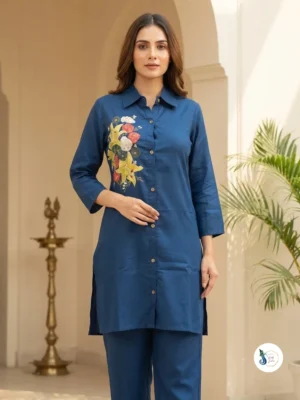 Pure Cotton Cord Set with Floral Thread Work