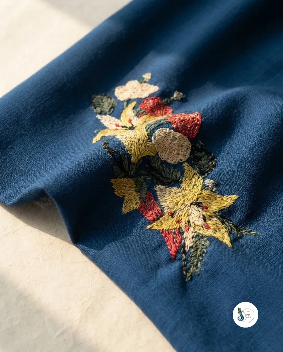 Pure Cotton Cord Set with Floral Thread Work - Image 2