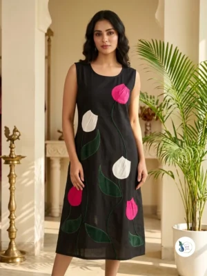 Pure Cotton One Piece with Tulip Patch Work