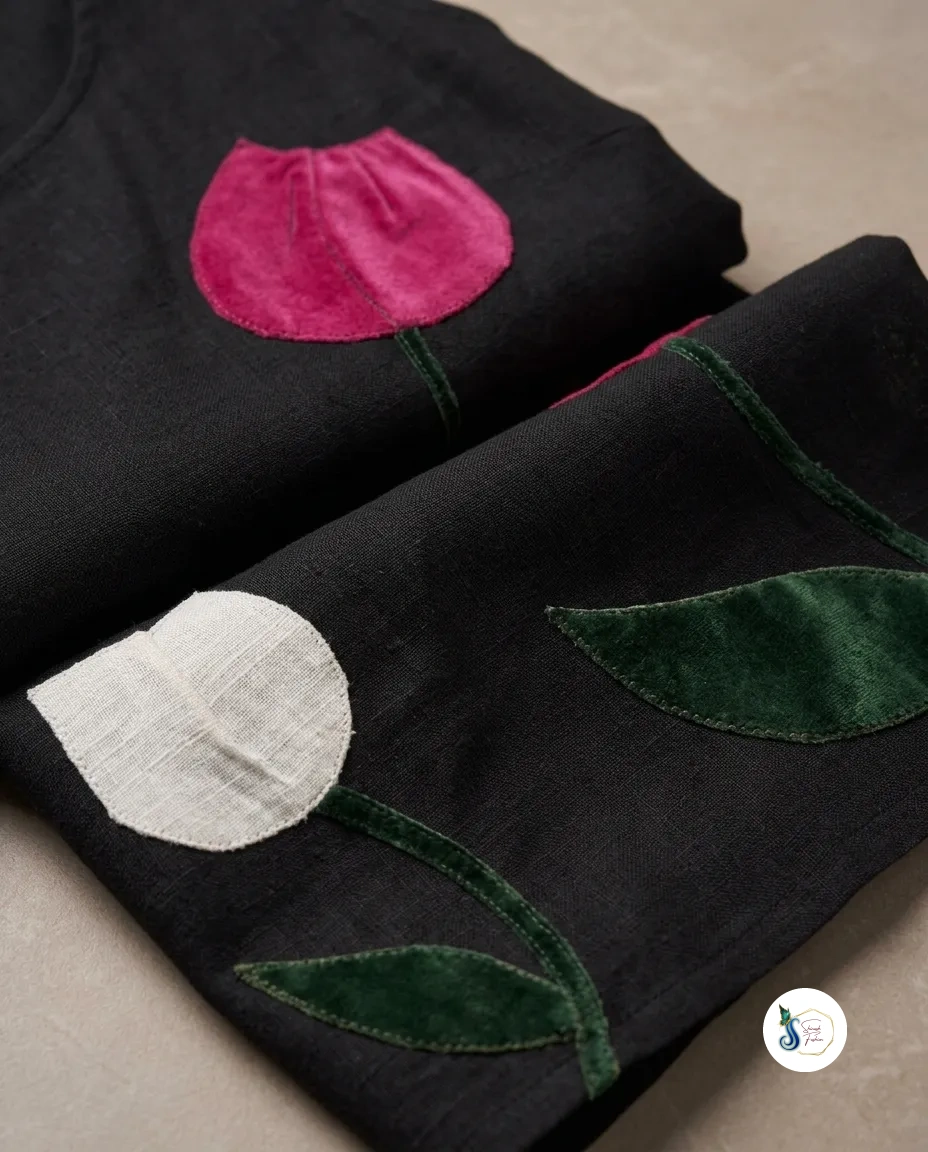 Pure Cotton One Piece with Tulip Patch Work - Image 2