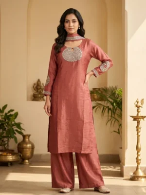 Tissue Silk Suit with Sequin & Kardana Hand Work